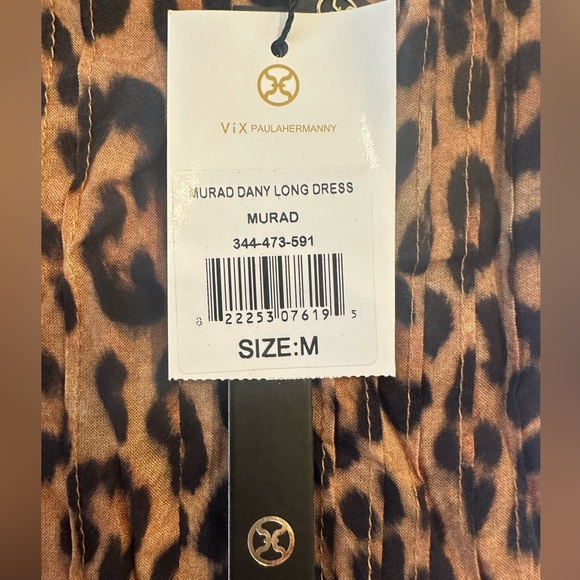 NWT VIX by PAULA HERMANNY Leopard Print Maxi Swim Coverup Dress Size Medium - Picture 3 of 8